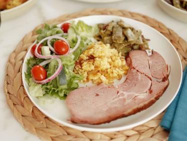 Easter plate with ham and sides